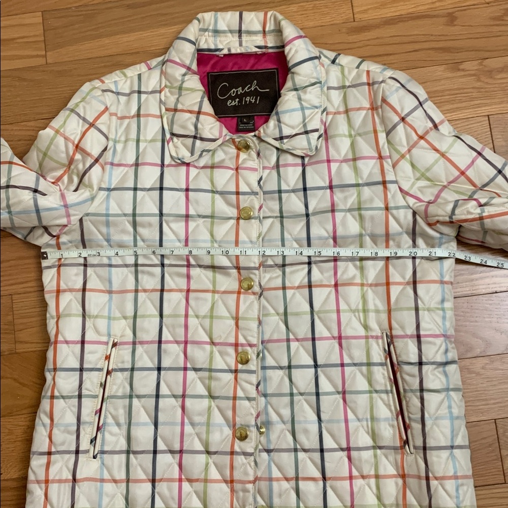 Coach Colorful Checkered Tattersal Jacket with Pink Accents - Picture 10 of 12